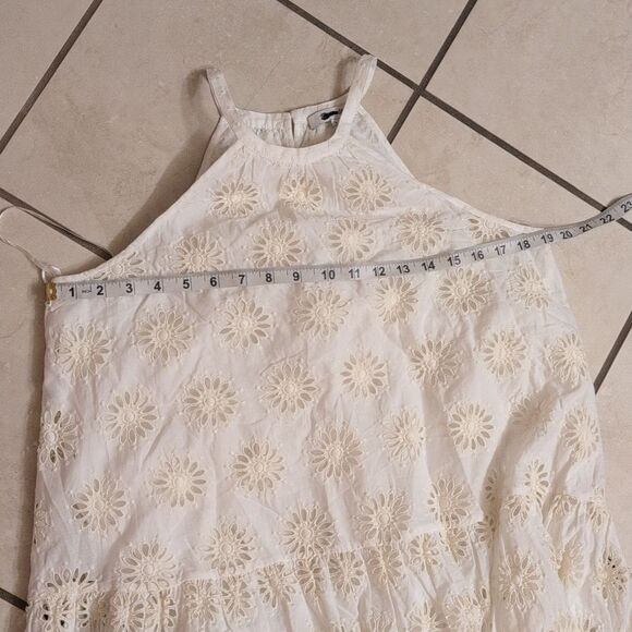 NEW Madewell Aubriella Midi Dress Embroidered Drop-Waist Floral Eyelet Cream - Picture 9 of 15